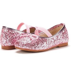 Girls Mary Jane Glitter Ballerina Flat Shoes